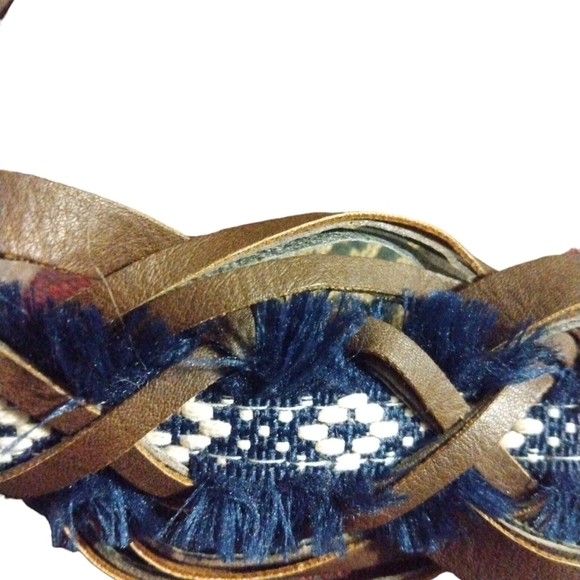 Statement Belt Leather Fabric Braided Push Adj. Western BoHo Hippie Native Sm. - Picture 3 of 6